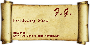 Földváry Géza névjegykártya
