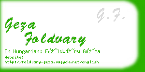 geza foldvary business card
