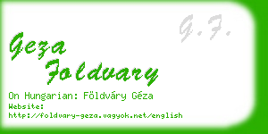 geza foldvary business card